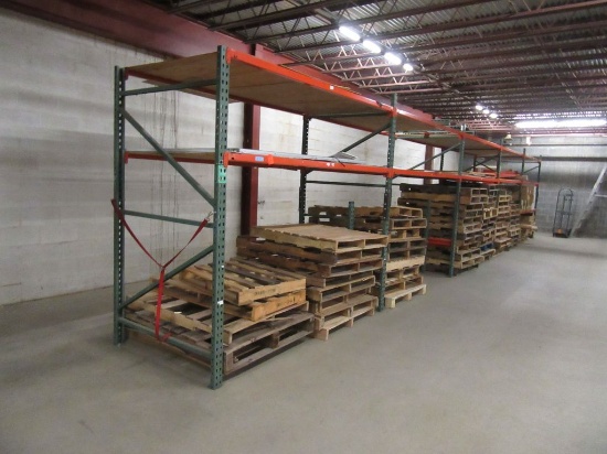 5 SECTIONS OF PALLET RACKING INCLUDING (5) 8 FOOT TALL BY 4 FOOT DEEP UPRIG