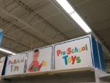 PRESCHOOL TOYS SIGNS ON BOTH SIDES OF UPPER SHELVING ON TWO SECTIONS INCLUD