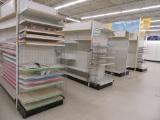 4 ROWS OF LOZIER SHELVING WITH 3 END CAPS