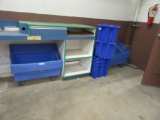 2 ROLLABOUT CARTS AND BLUE TOTES