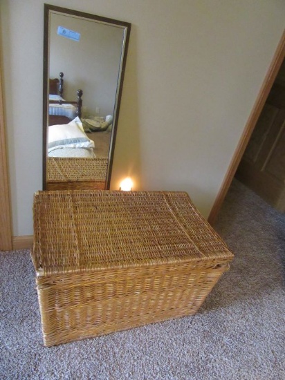 WICKER TRUNK AND MIRROR
