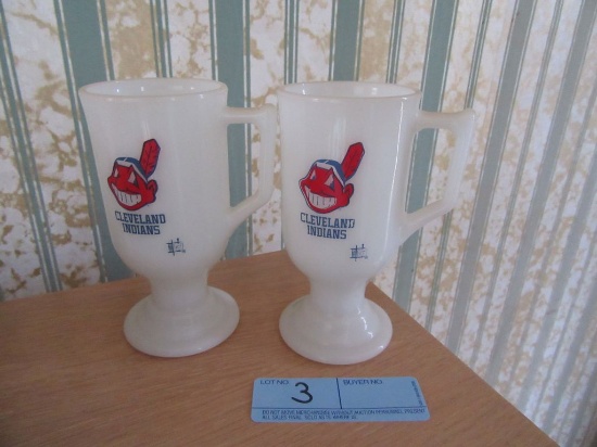 CLEVELAND INDIANS MILK GLASS MUGS