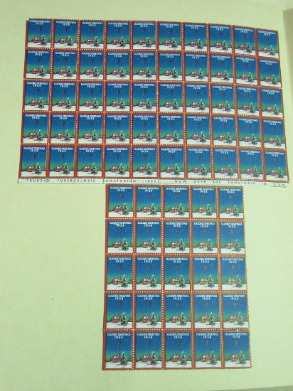 FULL AND PARTIAL SHEETS OF CHRISTMAS STAMPS (1932 TO 1973 - NOT ALL YEARS)