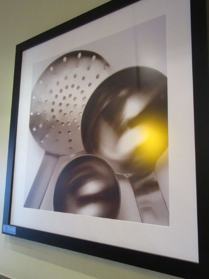 FRAMED UTENSILS PRINT. 33 INCHES BY 33 INCHES