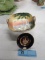 HAND-PAINTED NIPPON BOWL AND MADE IN KOREA COLLECTIBLE PLATE WITH STAND