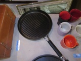 CAST IRON PORCELAIN COATED PAN AND RIBBED PAN FROM CALPHALON
