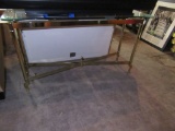 BRASS AND GLASS SOFA TABLE