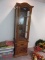 EARLY AMERICAN STYLE CURIO CABINET WITH LIGHT