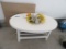 PLASTIC OUTDOOR COFFEE TABLE WITH SUNFLOWER DECORATION