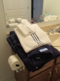 LUXURY NAVY BLUE AND WHITE AND NAVY BLUE STRIPED TOWEL SET