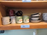 ASSORTED MUGS AND COFFEE CUPS WITH SAUCERS