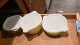 YELLOW PYREX COVERED DISHES