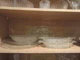 GLASS SERVING PIECES, VASES, CANDLE HOLDERS, ETC