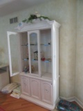 WHITE WASHED DINING ROOM LIGHTED CABINET