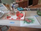 POPPIES TRAY, UTENSIL HOLDER, DISH, AND PITCHER