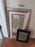 BLACK METAL PICTURE FRAME WITH WILDERNESS PRINT/IMAGE AND A SILVER COLORED