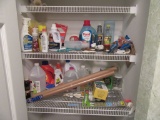 TWO SHELVES OF CLEANING ITEMS