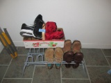 SHOE RACK WITH ASSORTED SHOES