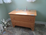 TWO DRAWER DRESSER WITH GLASS TOP