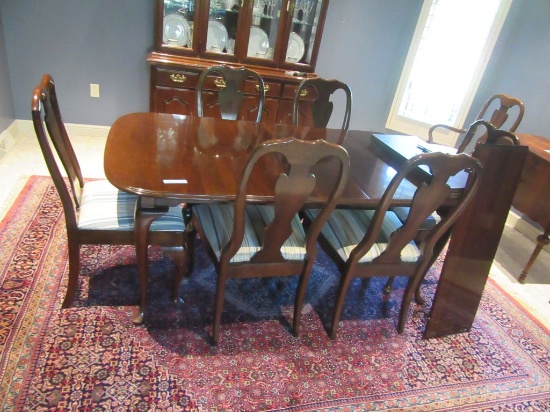 CHERRY DINING ROOM TABLE, 8 CHAIRS, 2 LEAVES