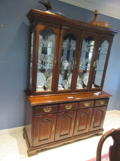 LARGE LIGHTED CHERRY HUTCH