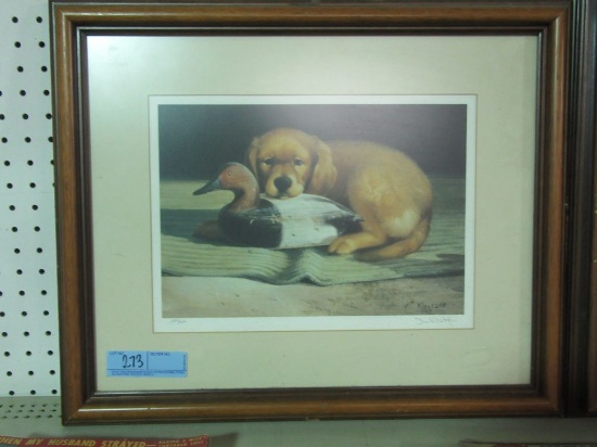 DOG WITH DUCK DECOY PRINT BY KLOETZKE 2005. 254/600