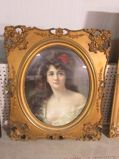 GOLD FRAMED VICTORIAN PRINT. NO NAME