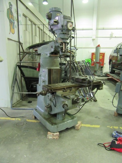 3-PHASE BRIDGEPORT MILL. NUMBER J 15861 7. FORKLIFT WILL BE AVAILABLE FOR L