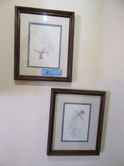 2 FRAMED HUMMINGBIRD PICTURES BY HARRISON