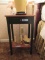 GREEN PAINTED STAND WITH OAK TOP