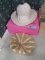 HAT WITH FEATHER, NO SIZE AND STRIPED HAT SIZE 7-1/8