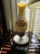MILK GLASS LAMP AND CERAMIC LAMP WITH SHADE