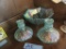 FENTON CARNIVAL GLASS BOWL AND CANDLESTICKS