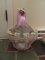 2004 HAPPY EASTER LONGABERGER BASKET WITH GLASS BUNNY CANDY DISHES
