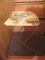 SET OF 4 TRAY TABLES WITH METAL BASES AND PLASTIC TOPS