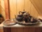 MIXED SILVERPLATE TEA SET PIECES WITH TRAY AND ETC