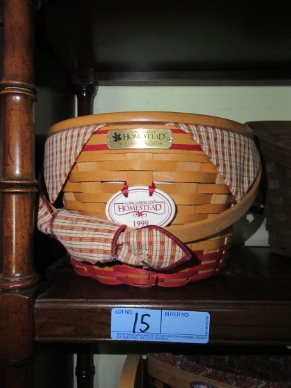 1999 LONGABERGER HOMESTEAD COLLECTORS CLUB EDITION BASKET WITH INSERT AND L