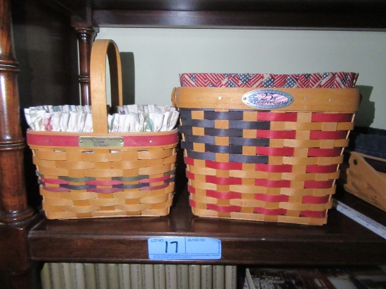 2 LONGABERGER BASKETS - 1999 WITH INSERT AND 1997 25TH ANNIVERSARY BASKET W