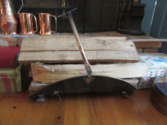 BRASS LOG RACK WITH LOGS