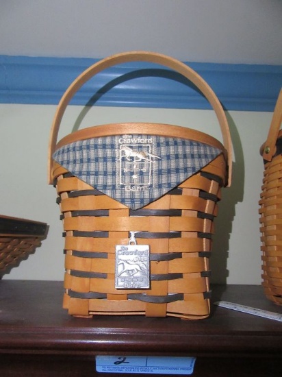 THE CRAWFORD BARN LONGABERGER BASKET SEPTEMBER 1998 WITH LID AND INSERT