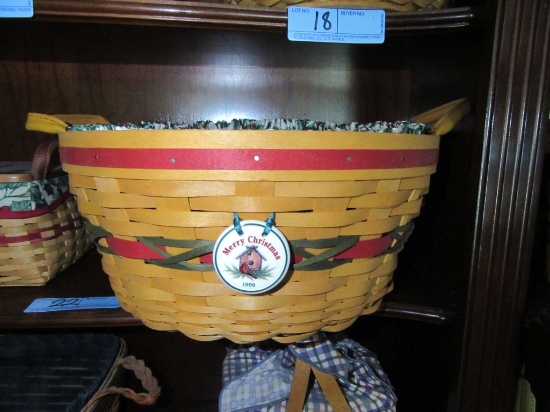 1999 MERRY CHRISTMAS LONGABERGER BASKET WITH DIVIDED INSERT
