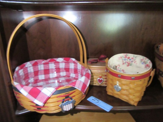 3 LONGABERGER BASKETS - 2002 WITH INSERT. 2001 WITH INSERT. 2002 WITH INSER