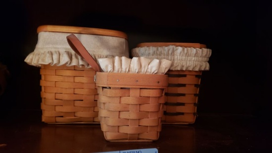 1998 LONGABERGER TISSUE BASKET. 1998 BASKET WITH INSERT. 1998 BASKET, NO IN