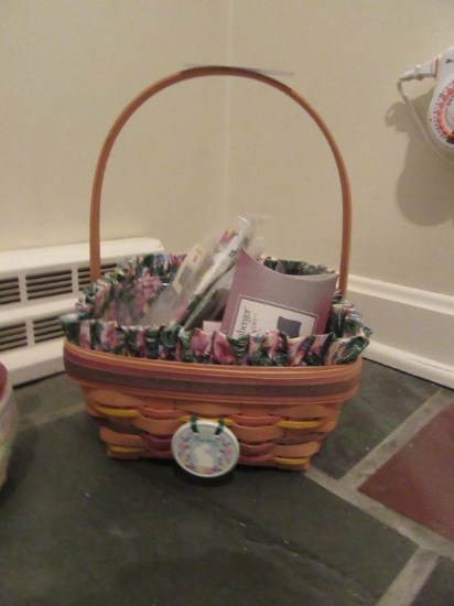 1998 LONGABERGER BASKET WITH ACCESSORIES