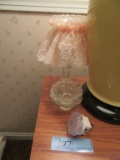 YELLOW CERAMIC LAMP, NIGHTLIGHT, GLASS CANDLE HOLDER, CURLER, AND ETC