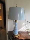 BLUE LAMP WITH METAL BASE AND SHADE