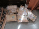 YELLOW PLAID QUEEN SHEET SET, SHAM, PILLOWS, AND ETC