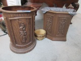 PLASTIC TRASH CANS AND CERAMIC PLANTER