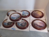 THOMAS KINKADE GUIDING LIGHTS OVAL PLATES IN WOOD FRAMES. THE BRADFORD EXCHANGE