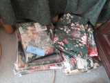 FLORAL FURNITURE COVER, FLORAL PATTERN WINDOW VALANCE, FABRIC PIECES